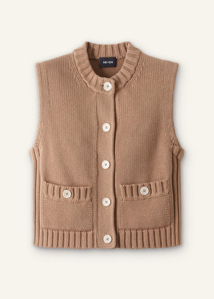 ME+EM Brown Straight Crop Vest