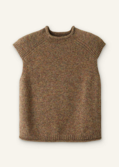 ME+EM Brown Roll Trim Straight Layering Sweater Vest