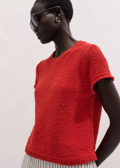 ME+EM Red Bouclé Straight Baby Tee
