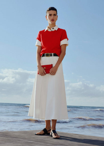 ME+EM Red Bouclé Straight Baby Tee