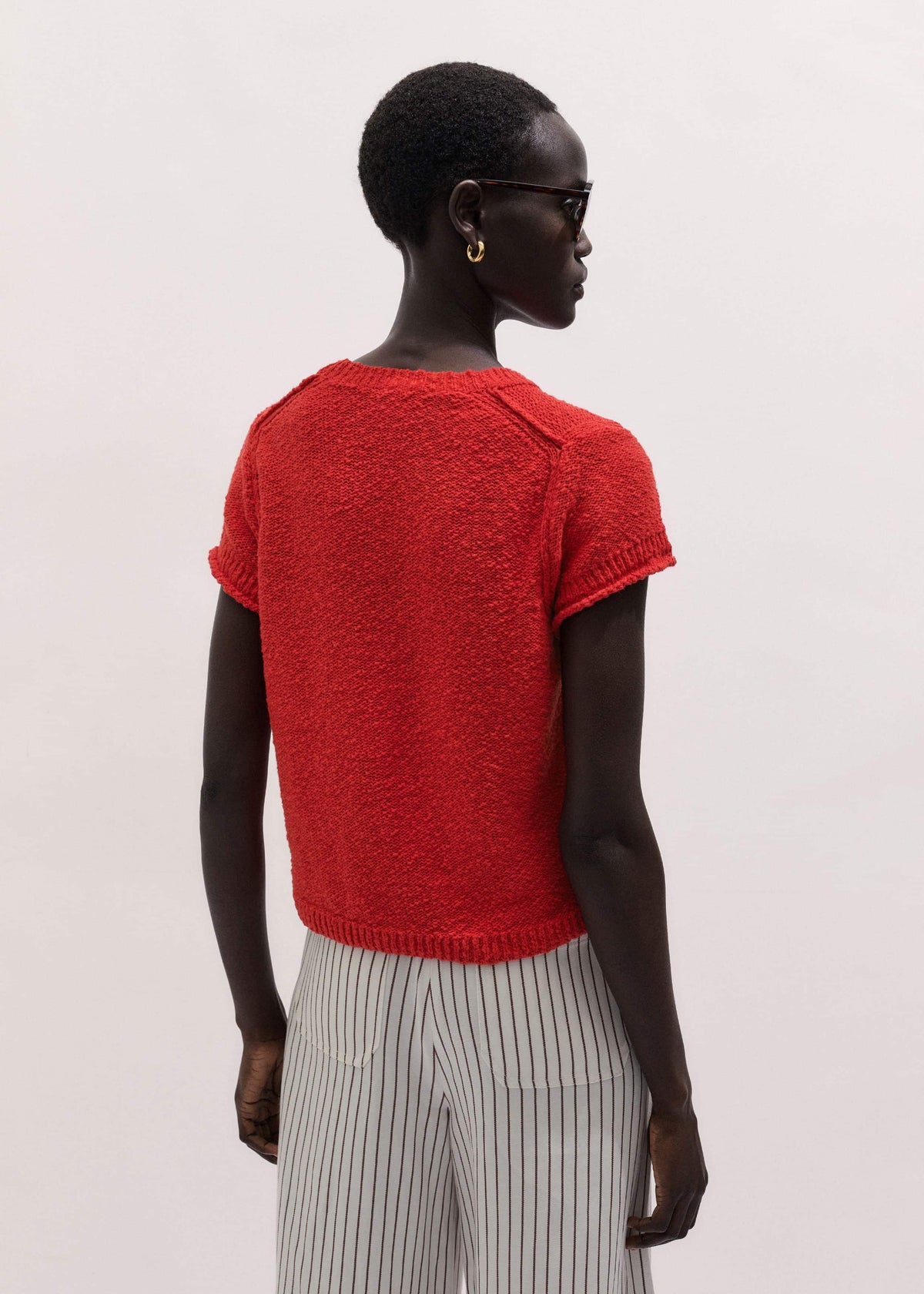 ME+EM Red Bouclé Straight Baby Tee