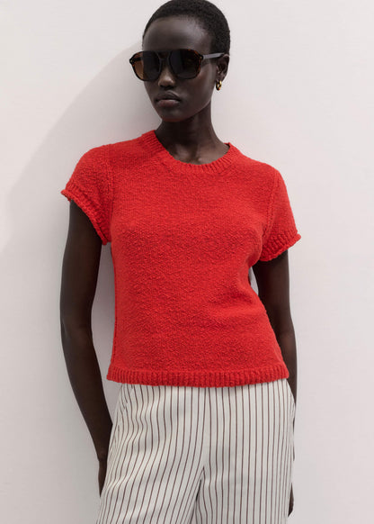 ME+EM Red Bouclé Straight Baby Tee