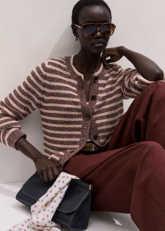 ME+EM Cinnamon Brown Straight Cardigan