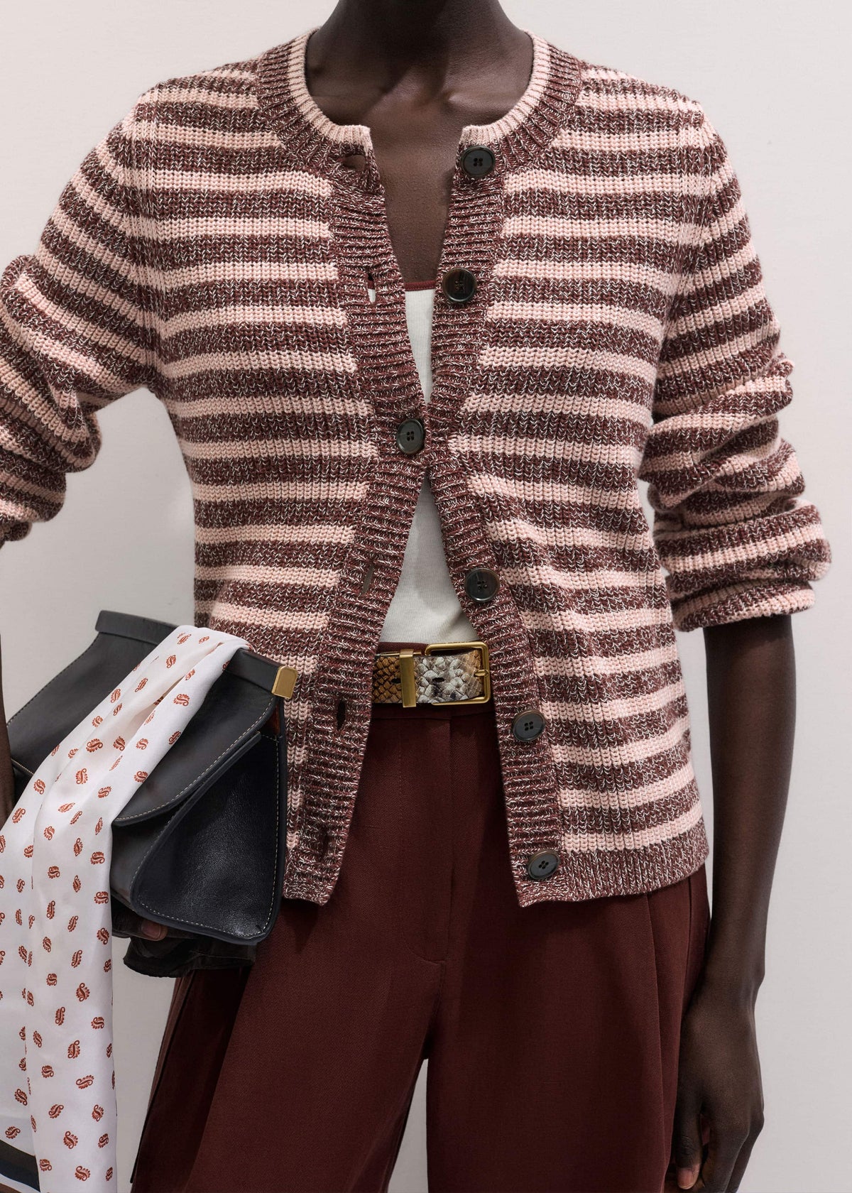 ME+EM Cinnamon Brown Straight Cardigan