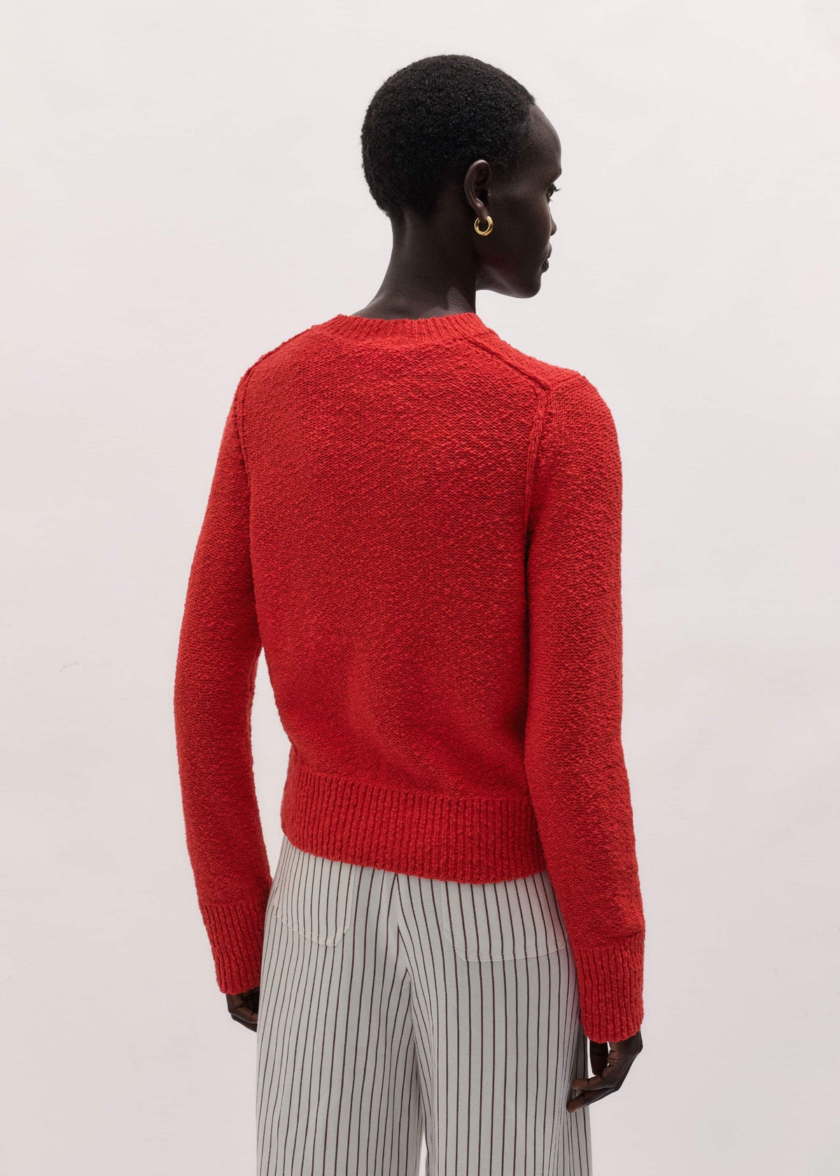 ME+EM Red Bouclé Straight Knit Cardigan