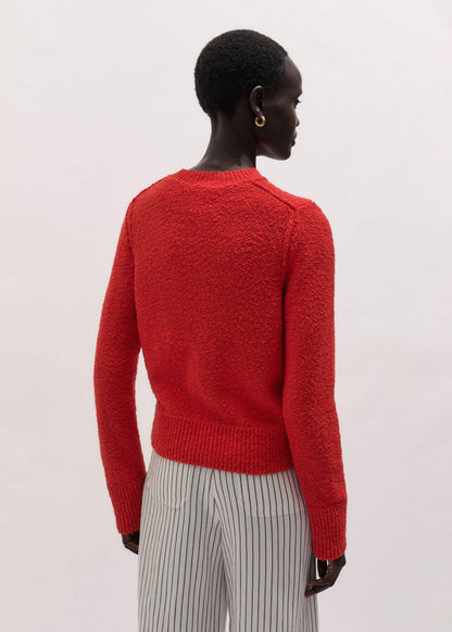 ME+EM Red Bouclé Straight Knit Cardigan
