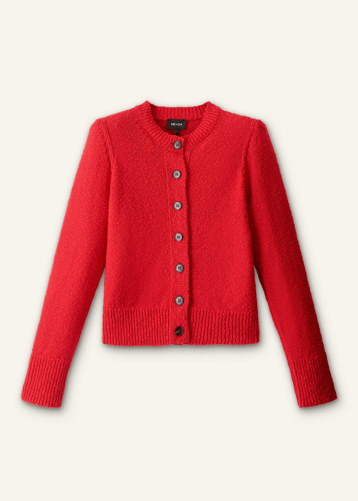 ME+EM Red Bouclé Straight Knit Cardigan