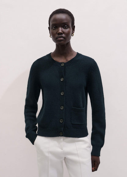 ME+EM Navy Boxy Knit Straight Cardigan