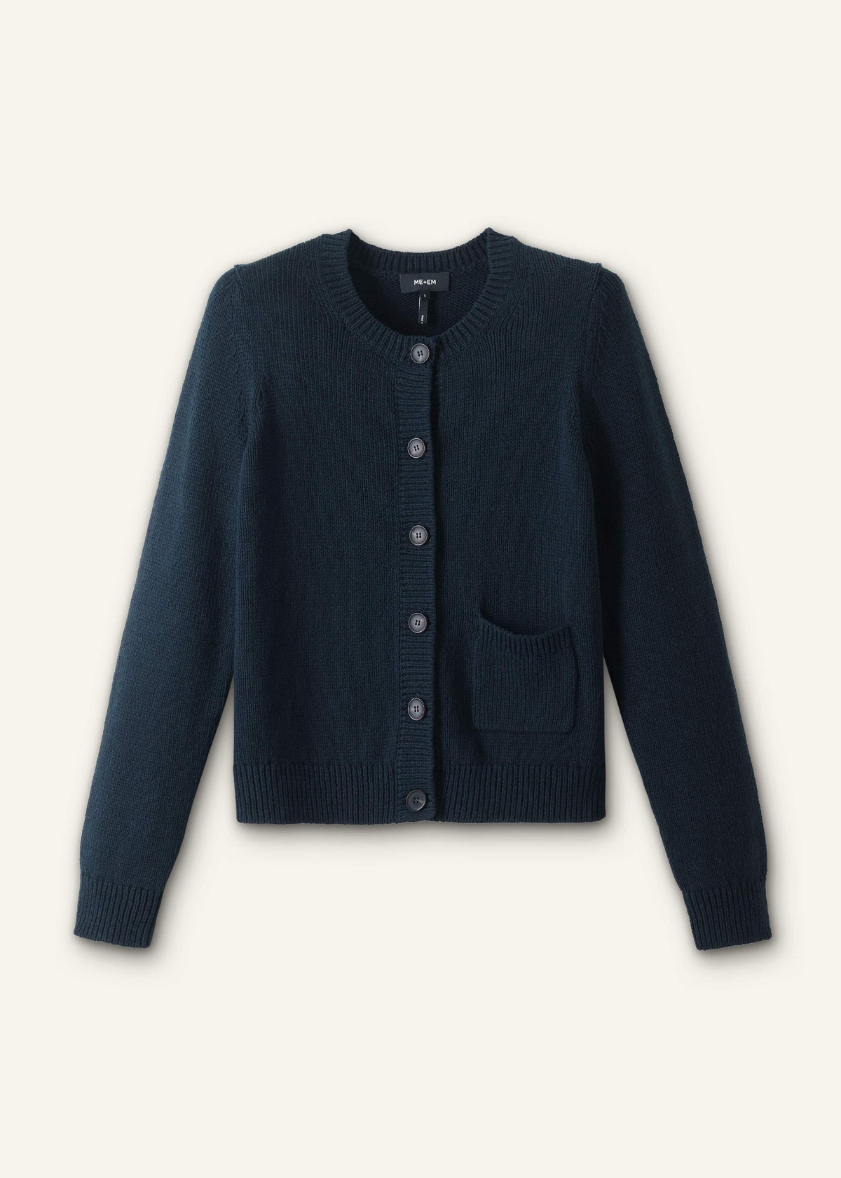 ME+EM Navy Boxy Knit Straight Cardigan