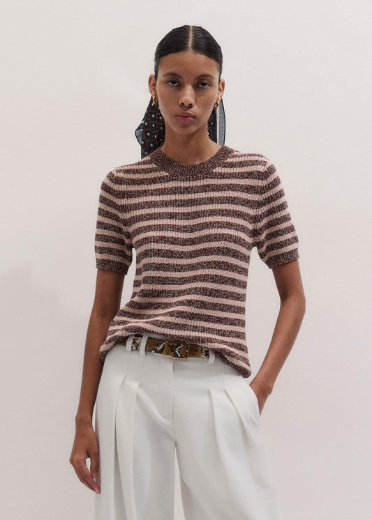 ME+EM Cinnamon Brown Straight Knit Tee