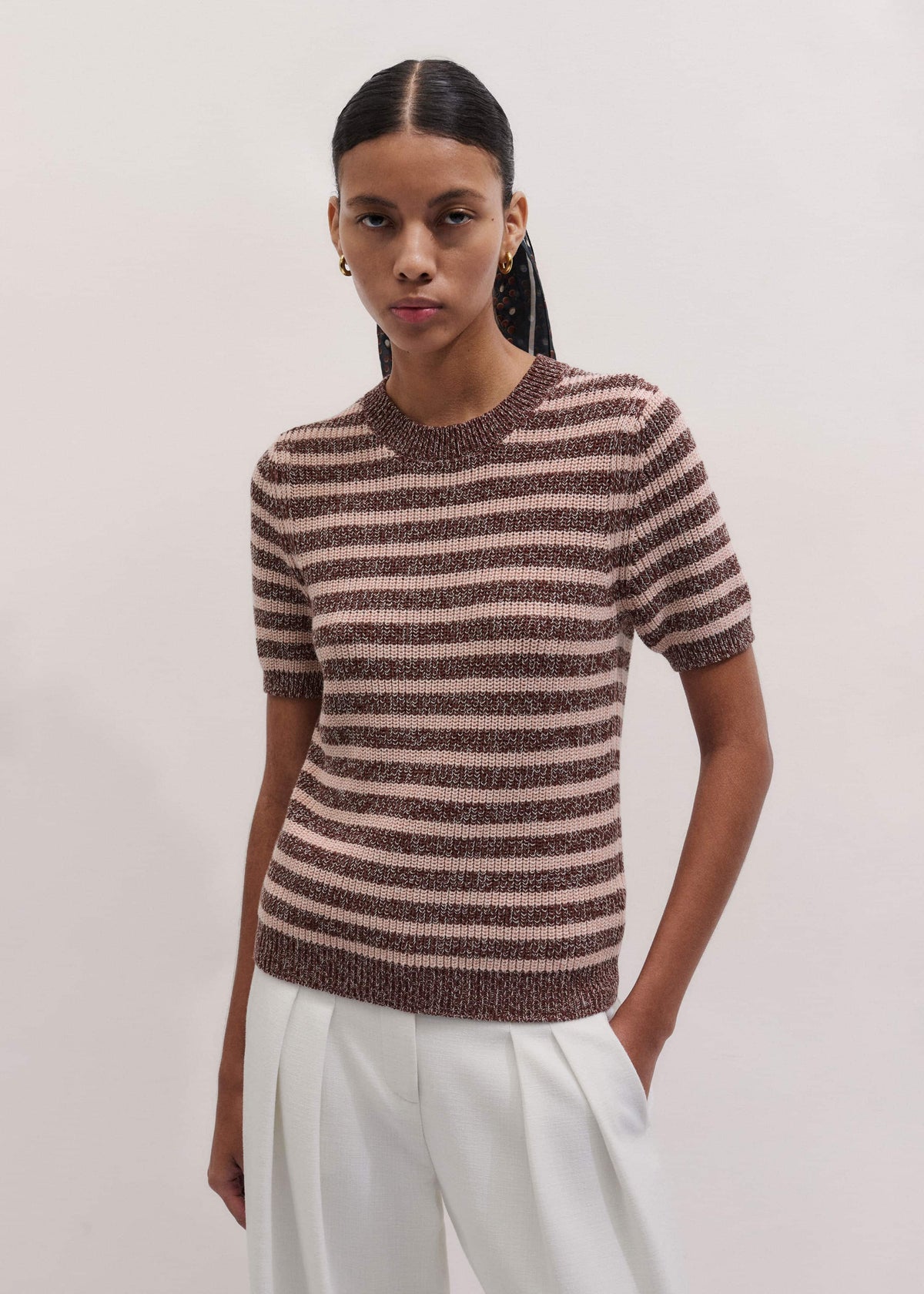 ME+EM Cinnamon Brown Straight Knit Tee
