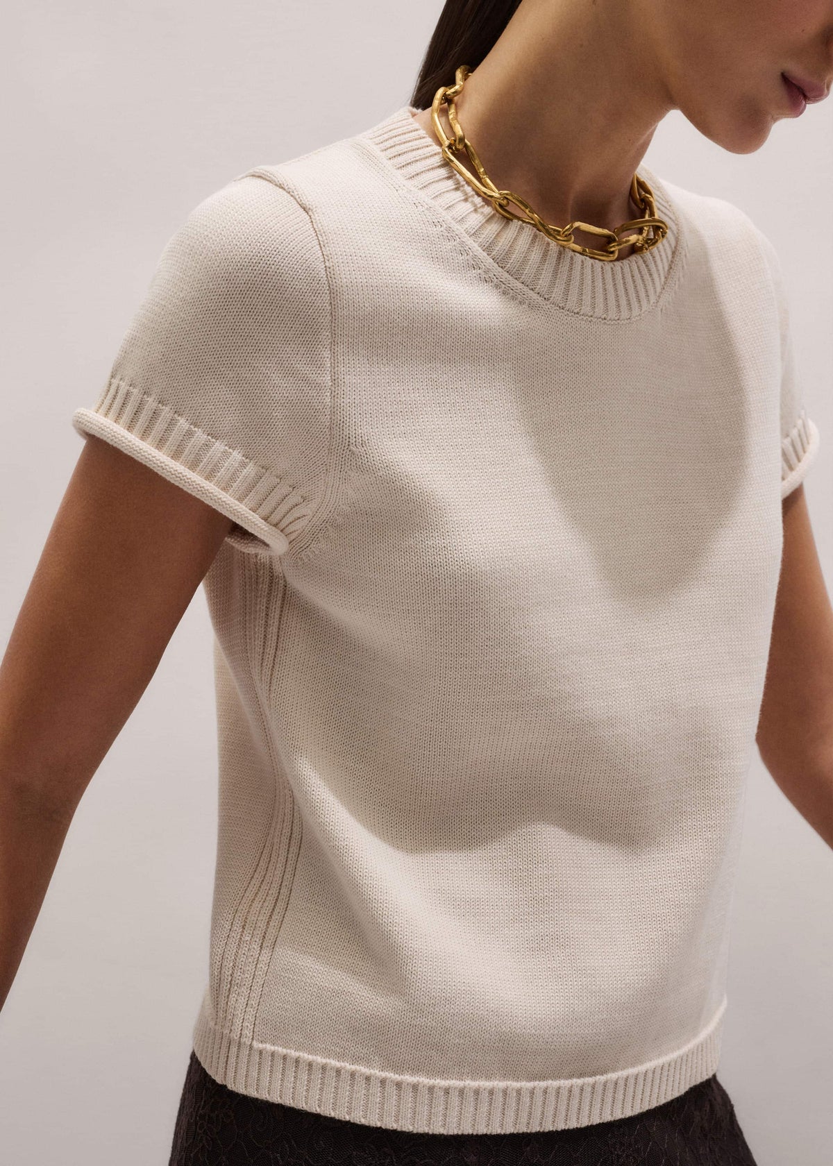 ME+EM Vanilla Shrunken Straight Knit Baby Tee