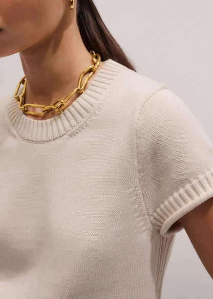 ME+EM Vanilla Shrunken Straight Knit Baby Tee