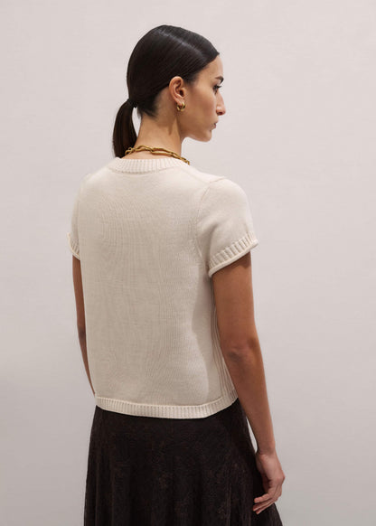ME+EM Vanilla Shrunken Straight Knit Baby Tee