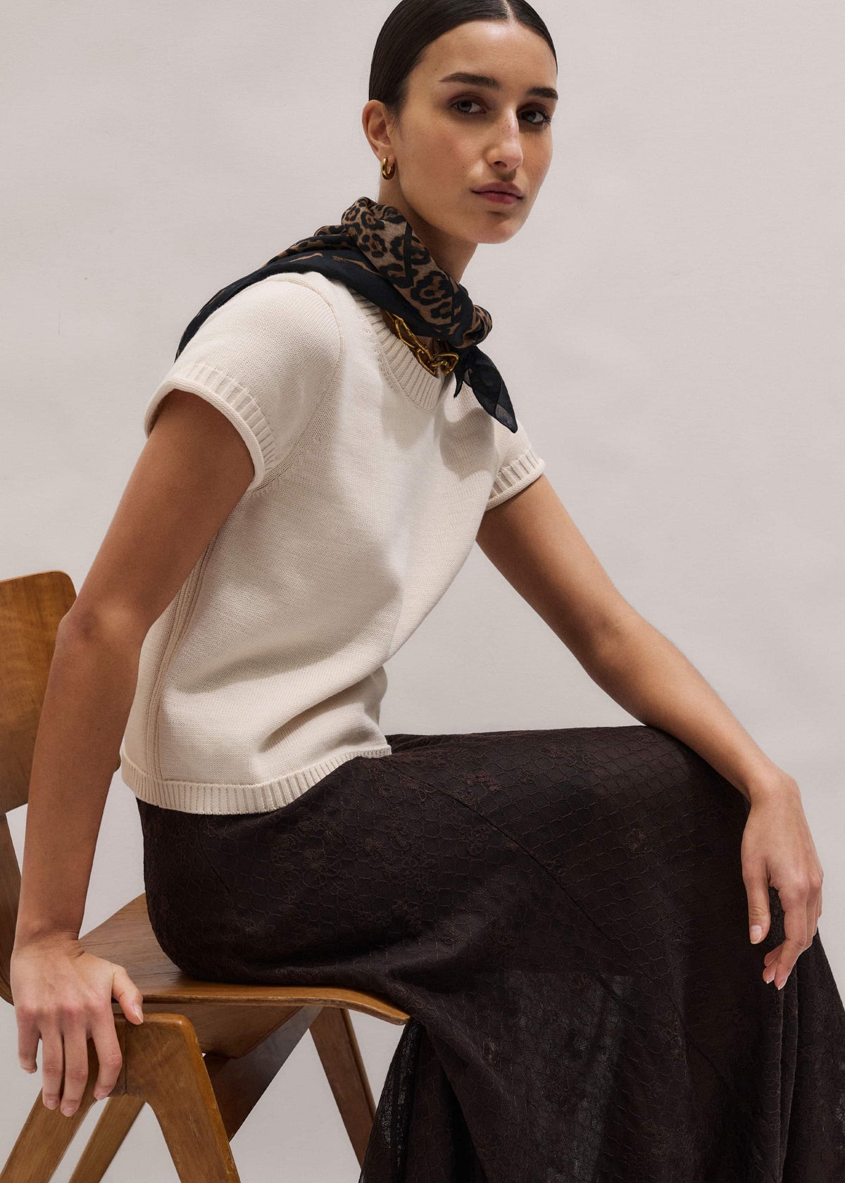 ME+EM Vanilla Shrunken Straight Knit Baby Tee