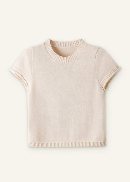 ME+EM Vanilla Shrunken Straight Knit Baby Tee