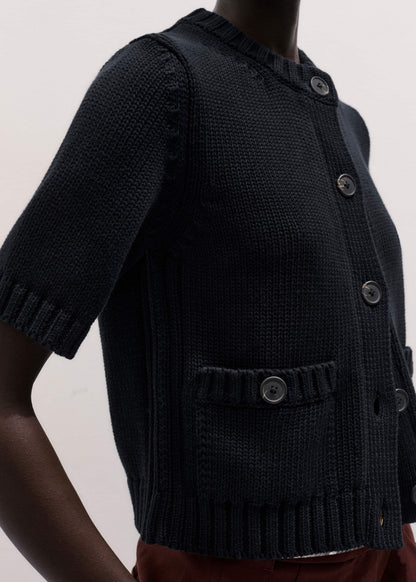 ME+EM Black Straight Knit Cardigan