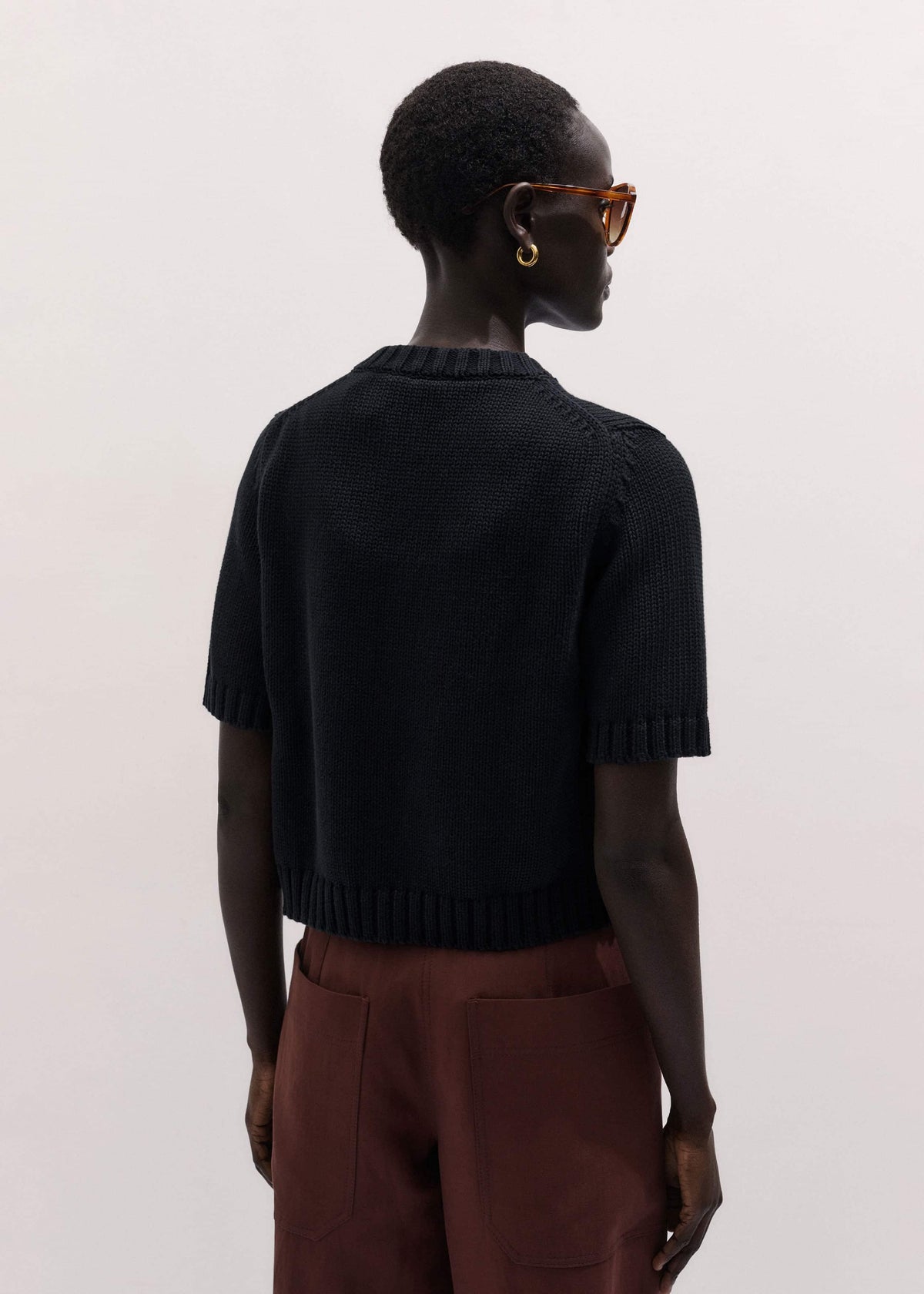 ME+EM Black Straight Knit Cardigan
