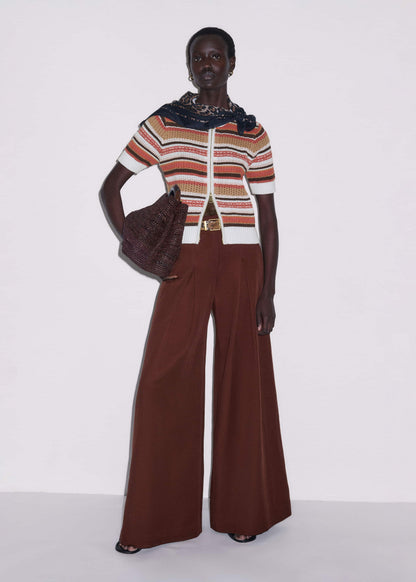 ME+EM Cinnamon Brown Double Zip Knit Tee