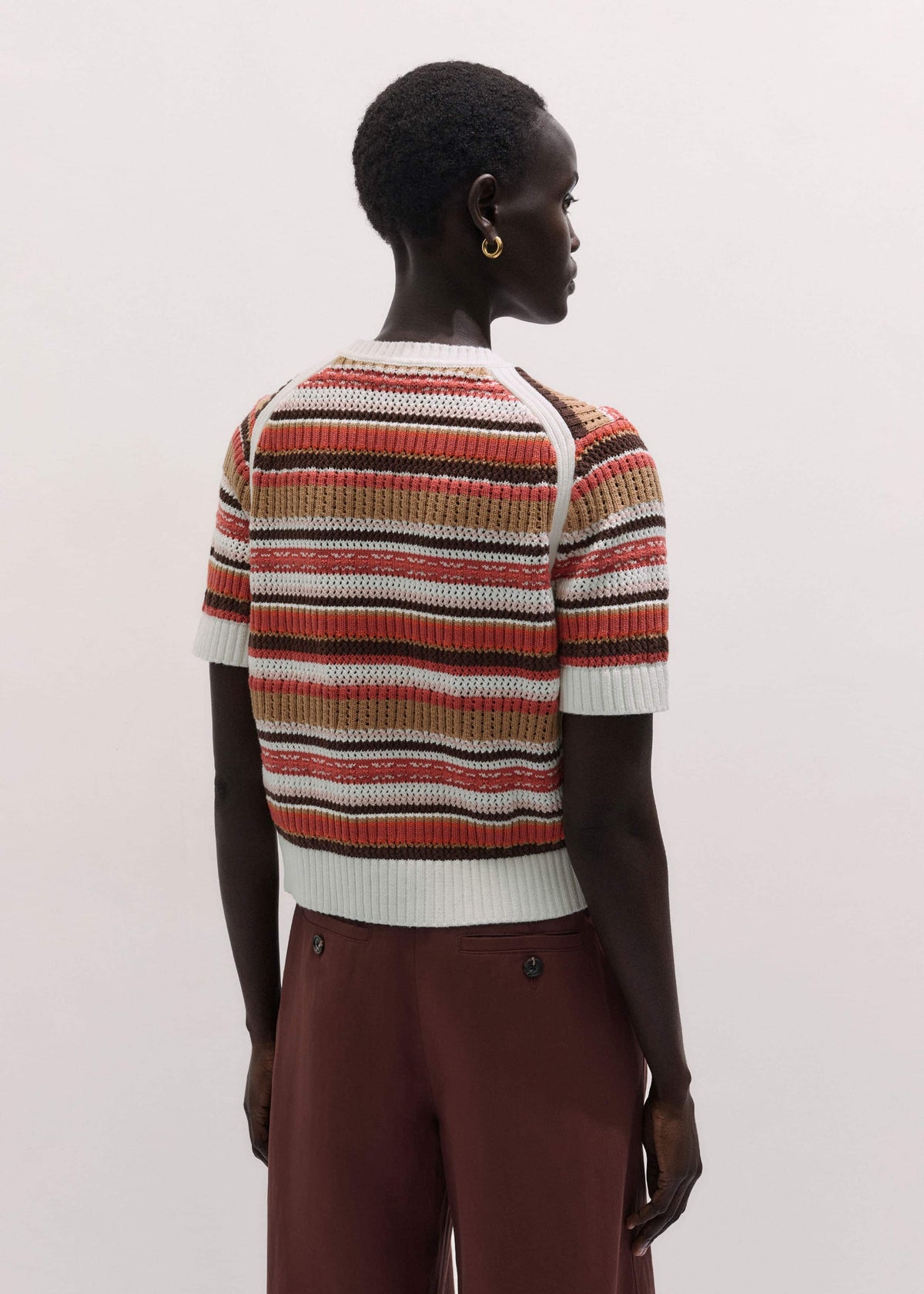 ME+EM Cinnamon Brown Double Zip Knit Tee