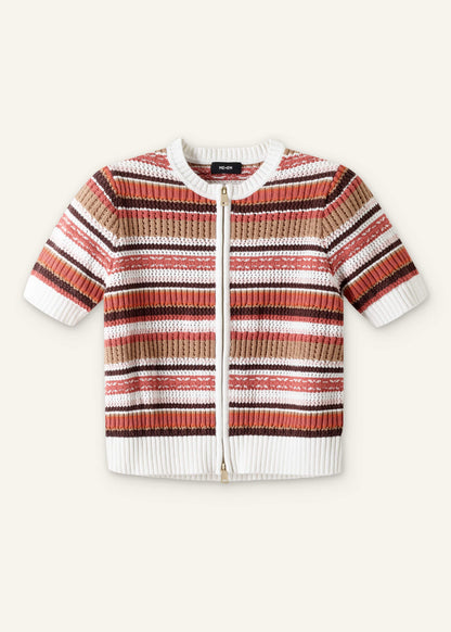 ME+EM Cinnamon Brown Double Zip Knit Tee