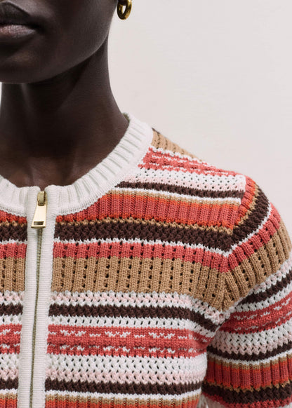 ME+EM Cinnamon Brown Double Zip Knit Tee