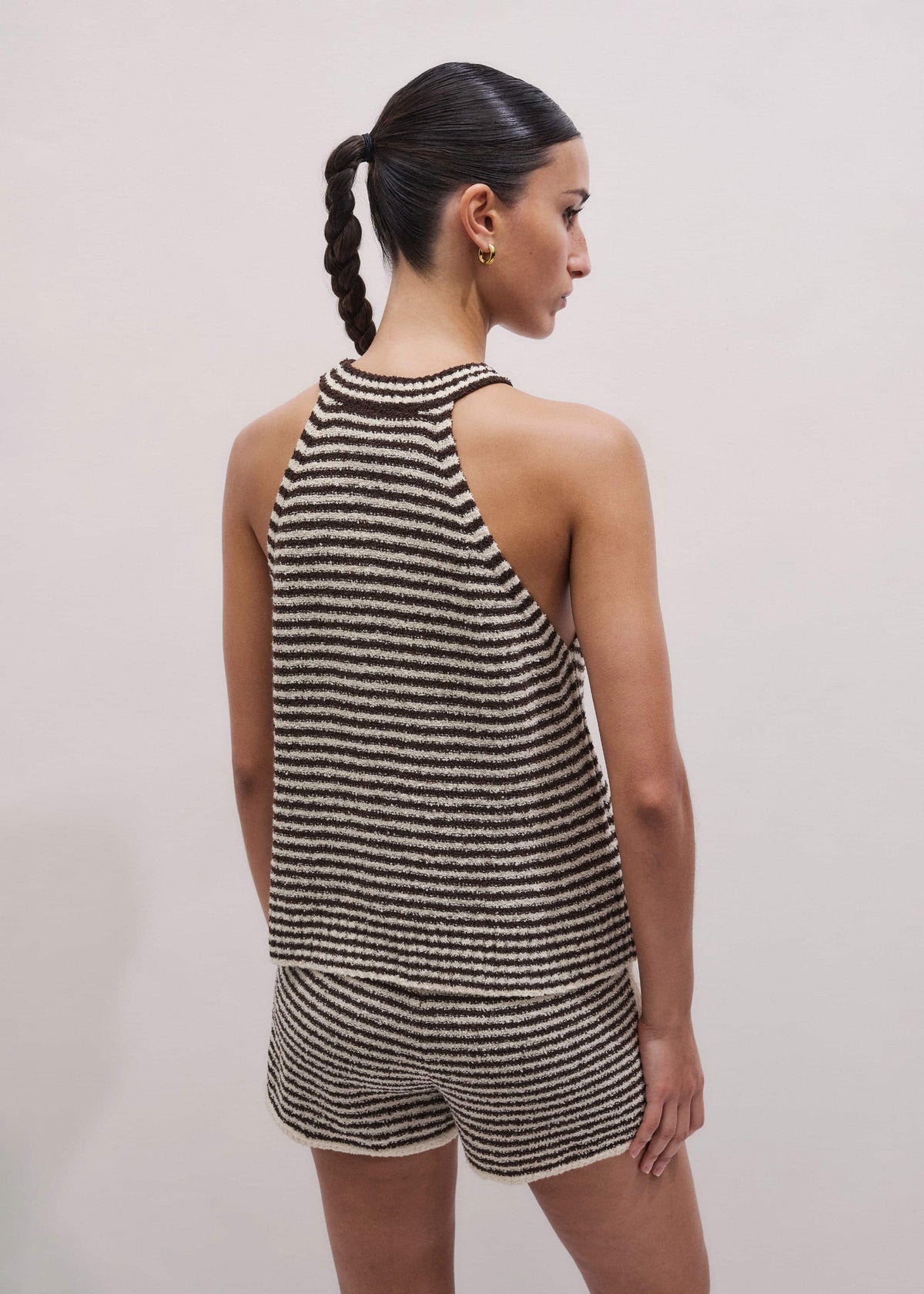 ME+EM Brown Stripe Halterneck Tank