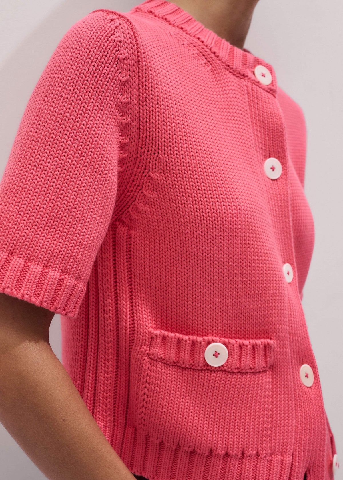 ME+EM Pink Straight Knit Cardigan