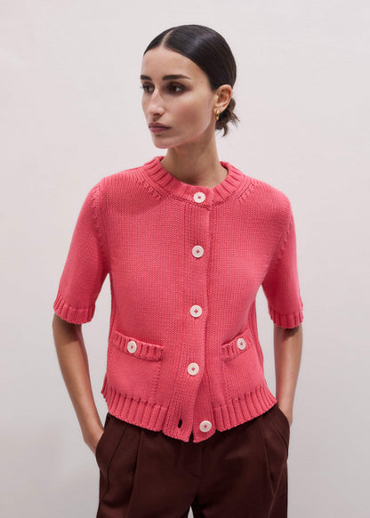 ME+EM Pink Straight Knit Cardigan