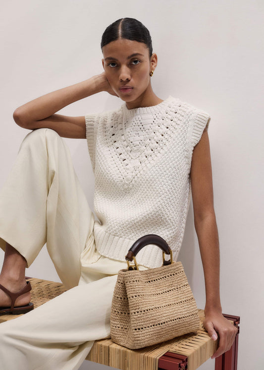 ME+EM Cream Relaxed Knit Vest