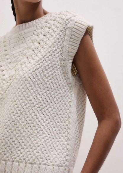 ME+EM Cream Relaxed Knit Vest