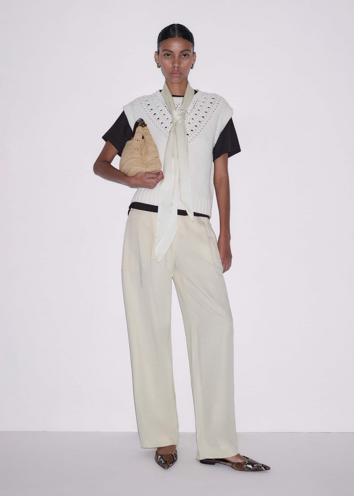 ME+EM Cream Relaxed Knit Vest