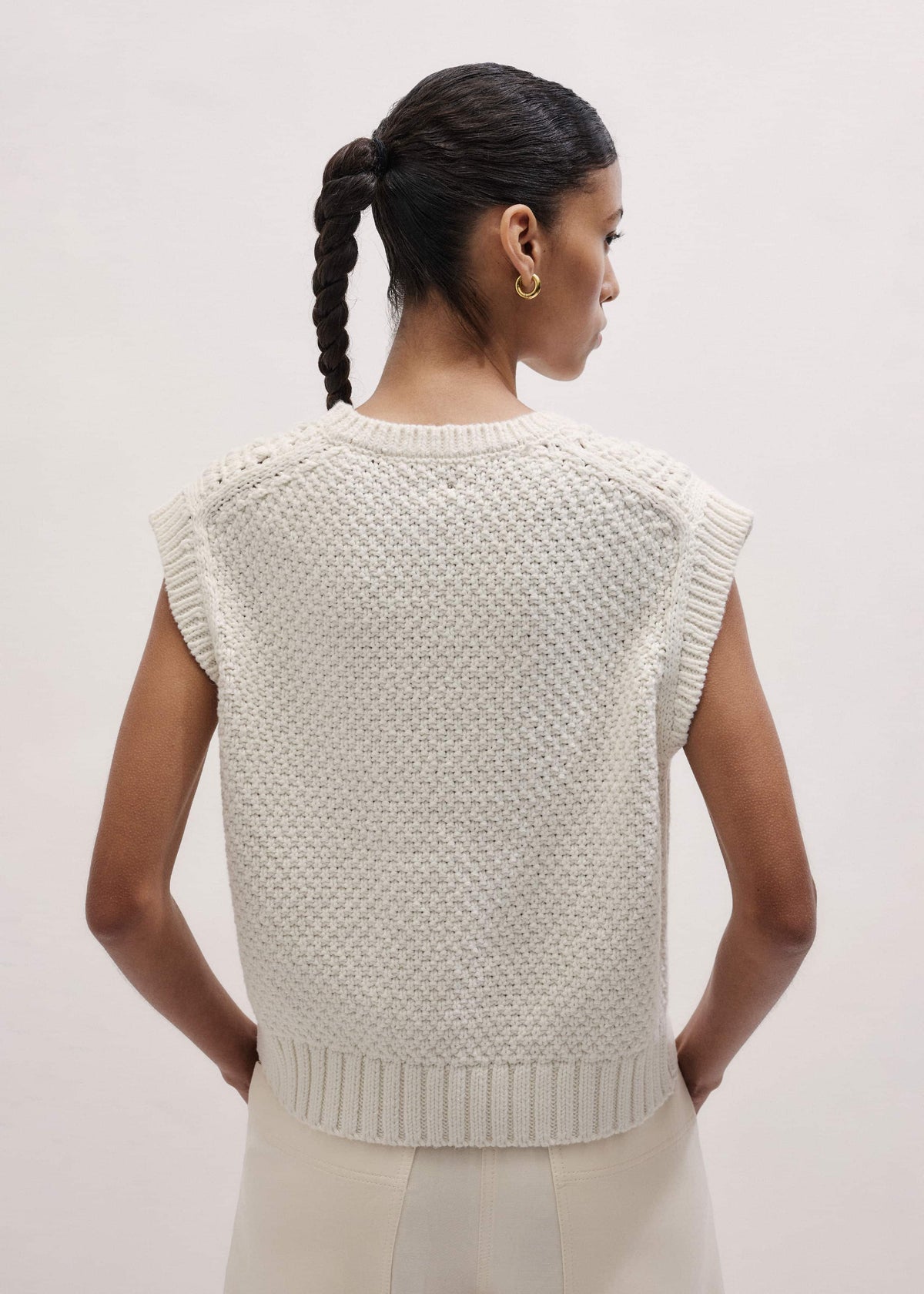 ME+EM Cream Relaxed Knit Vest