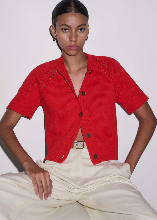 ME+EM Red Short Sleeve Cardigan