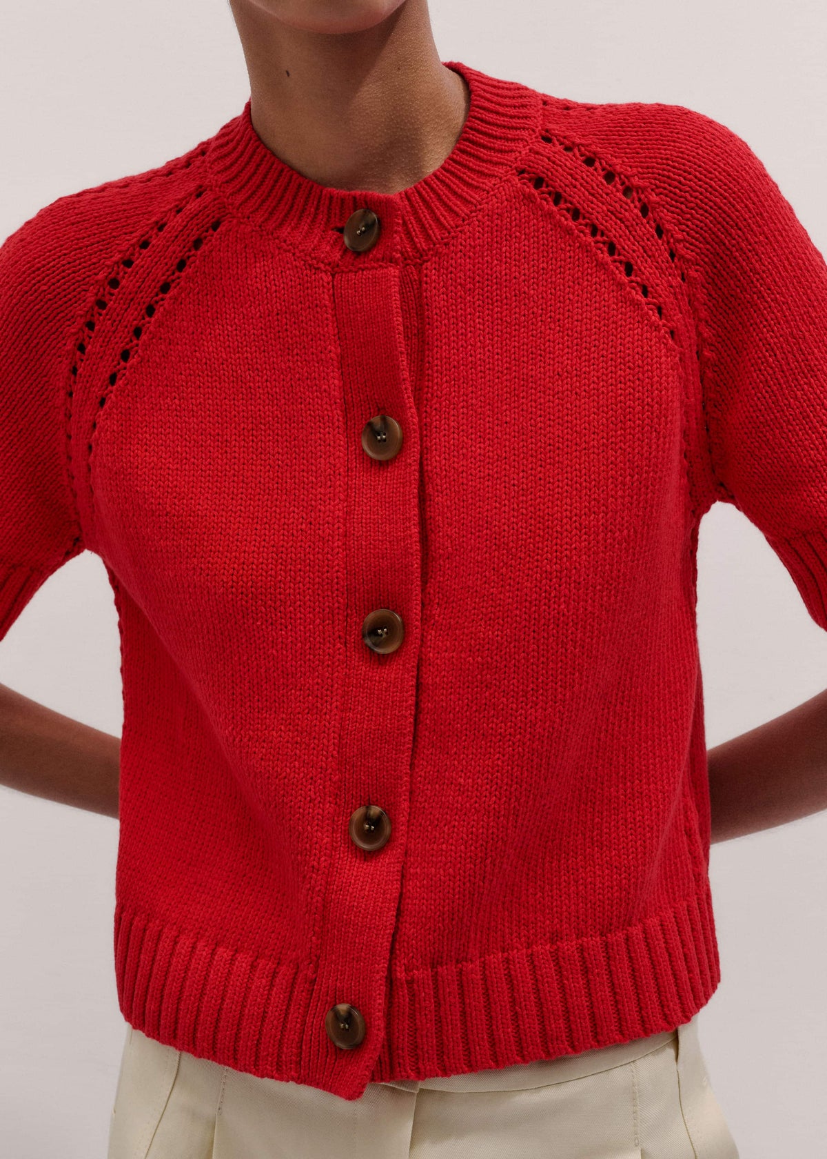 ME+EM Red Short Sleeve Cardigan