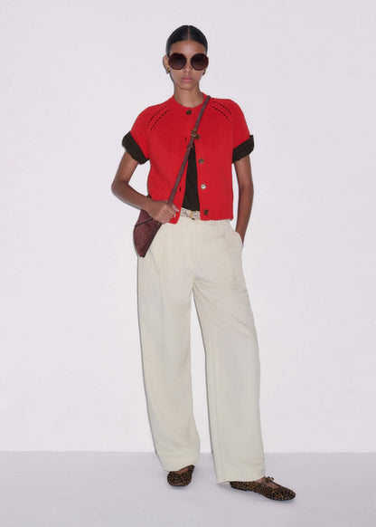 ME+EM Red Short Sleeve Cardigan