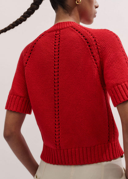 ME+EM Red Short Sleeve Cardigan