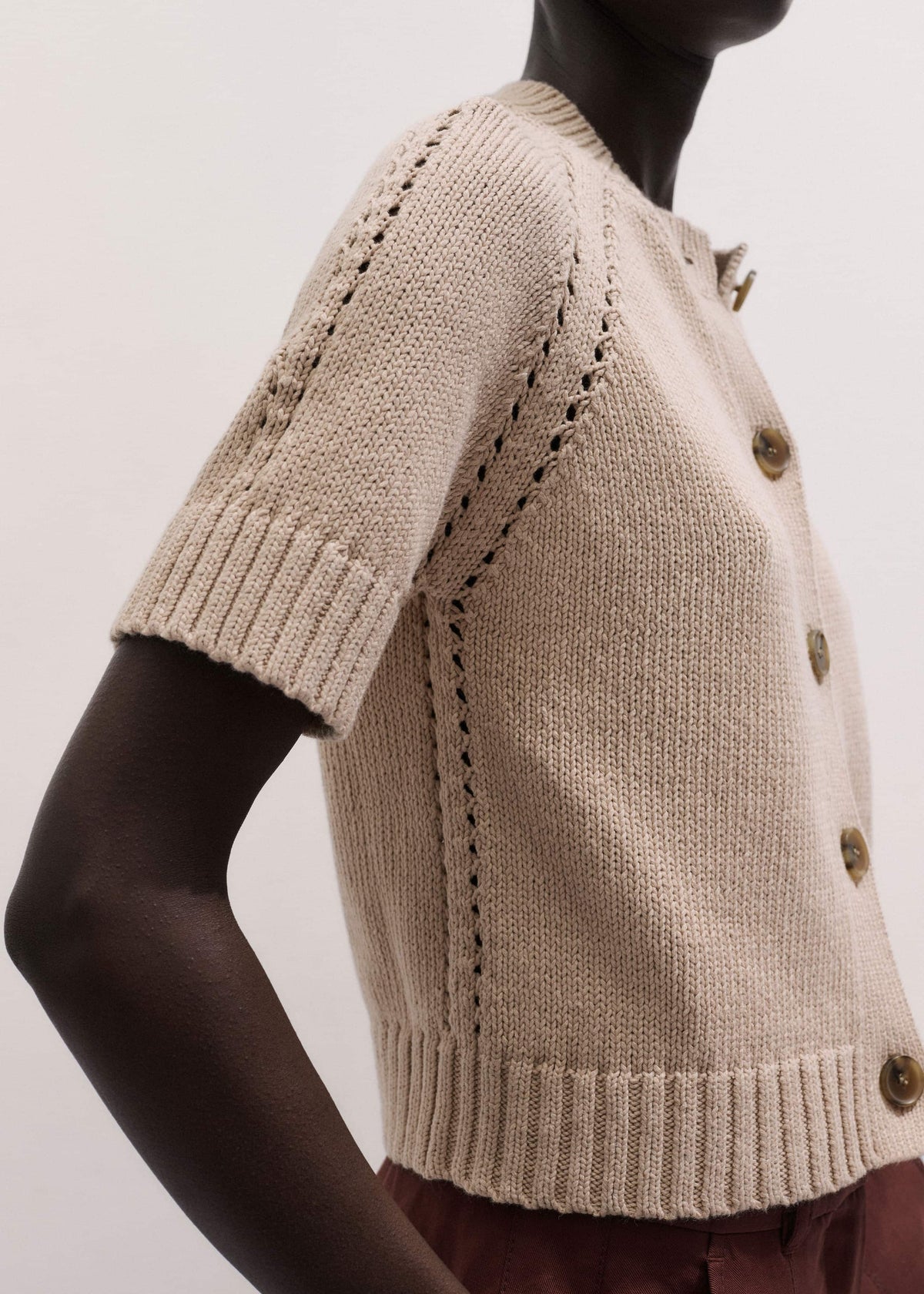 ME+EM Stone Short Sleeve Cardigan