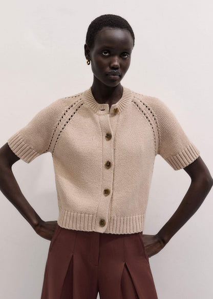 ME+EM Stone Short Sleeve Cardigan