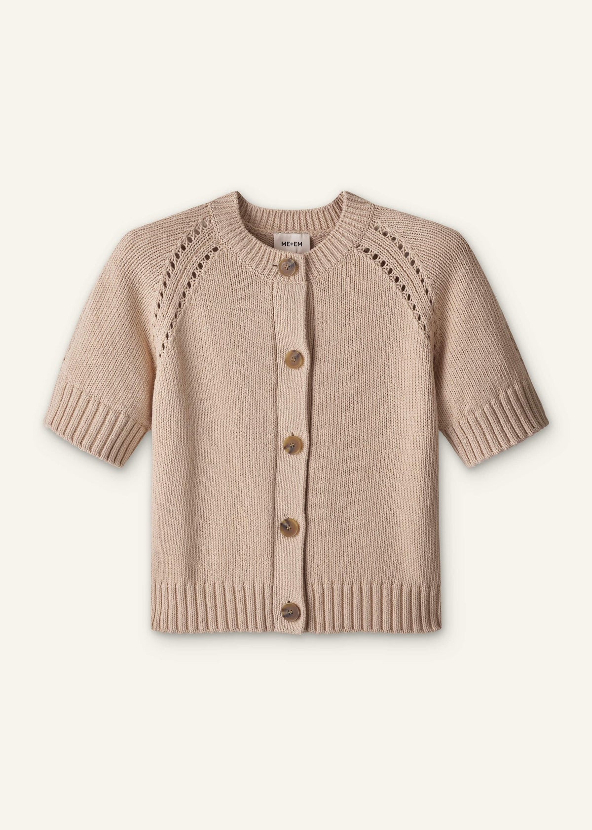 ME+EM Stone Short Sleeve Cardigan