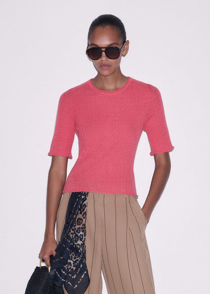 ME+EM Pink Lofty Cable Slim Tee