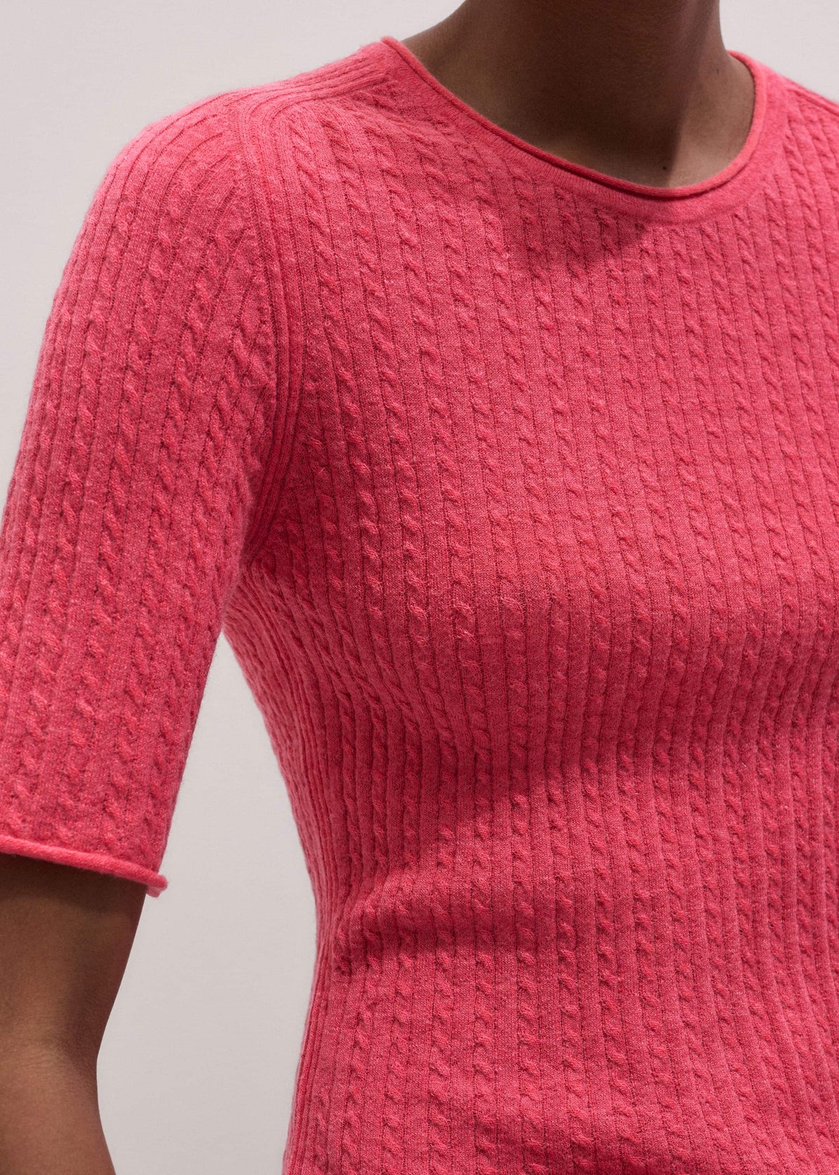 ME+EM Pink Lofty Cable Slim Tee