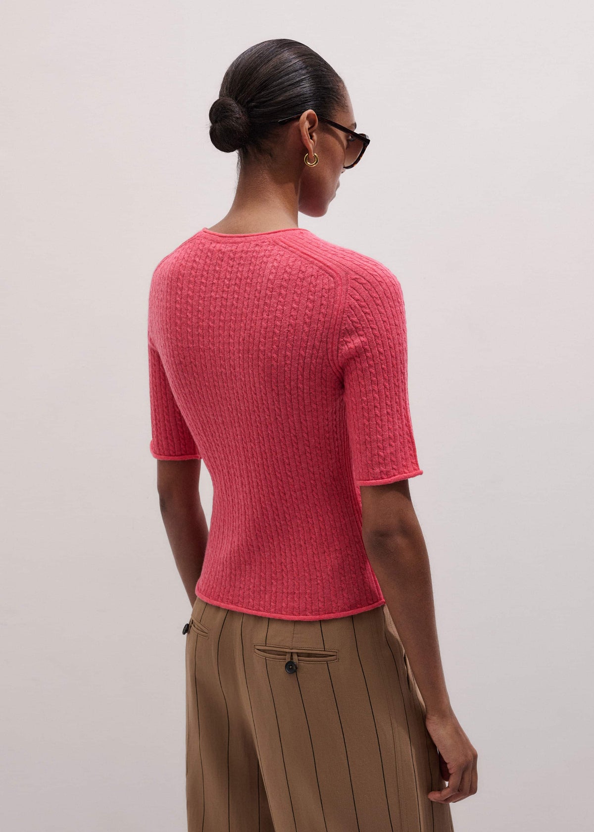 ME+EM Pink Lofty Cable Slim Tee