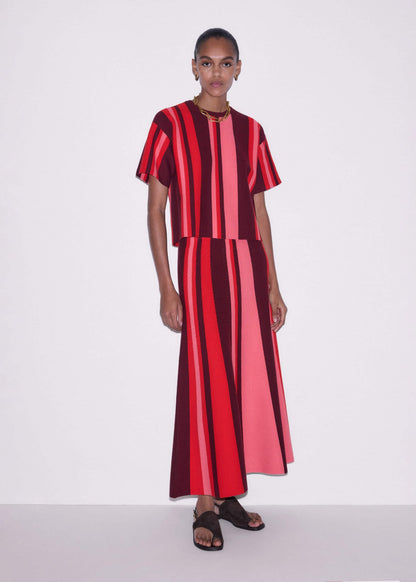 ME+EM Pink Milano Stripe Relaxed Knit Tee