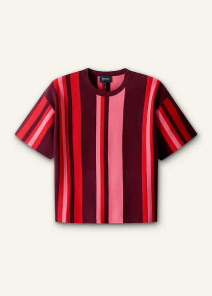 ME+EM Pink Milano Stripe Relaxed Knit Tee