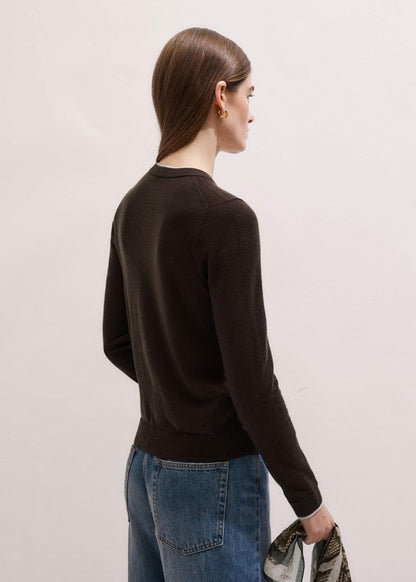 ME+EM Brown Barely There Contrast Slim Cardigan