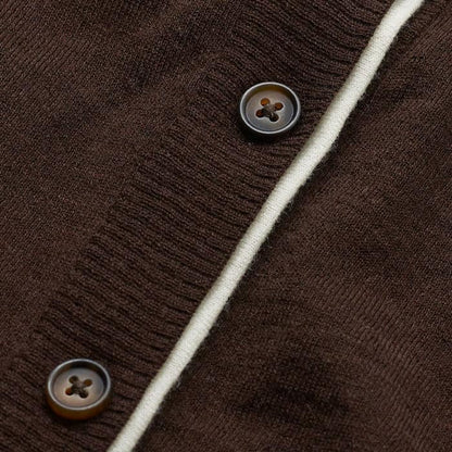 ME+EM Brown Barely There Contrast Slim Cardigan