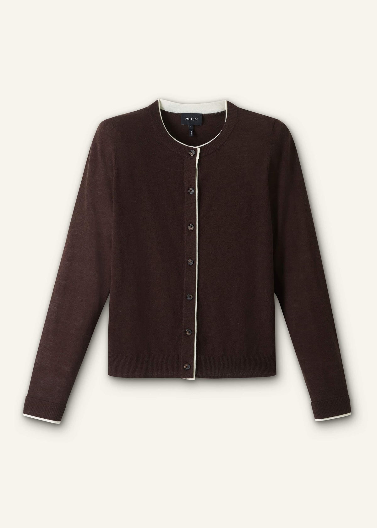 ME+EM Brown Barely There Contrast Slim Cardigan