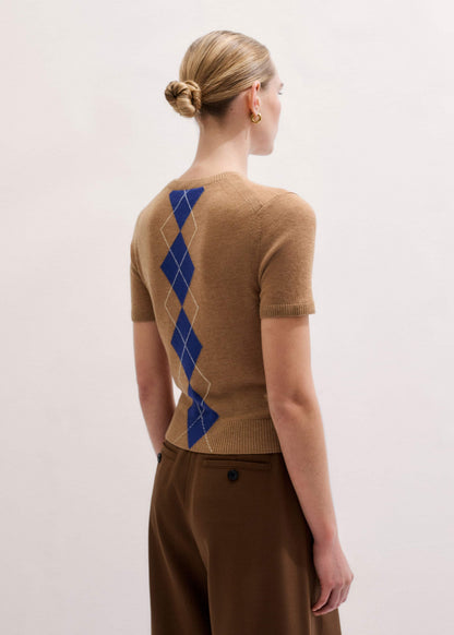 ME+EM Brown Fine Argyle Slim Tee