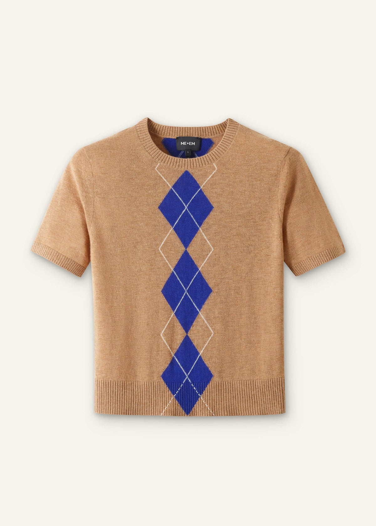 ME+EM Brown Fine Argyle Slim Tee